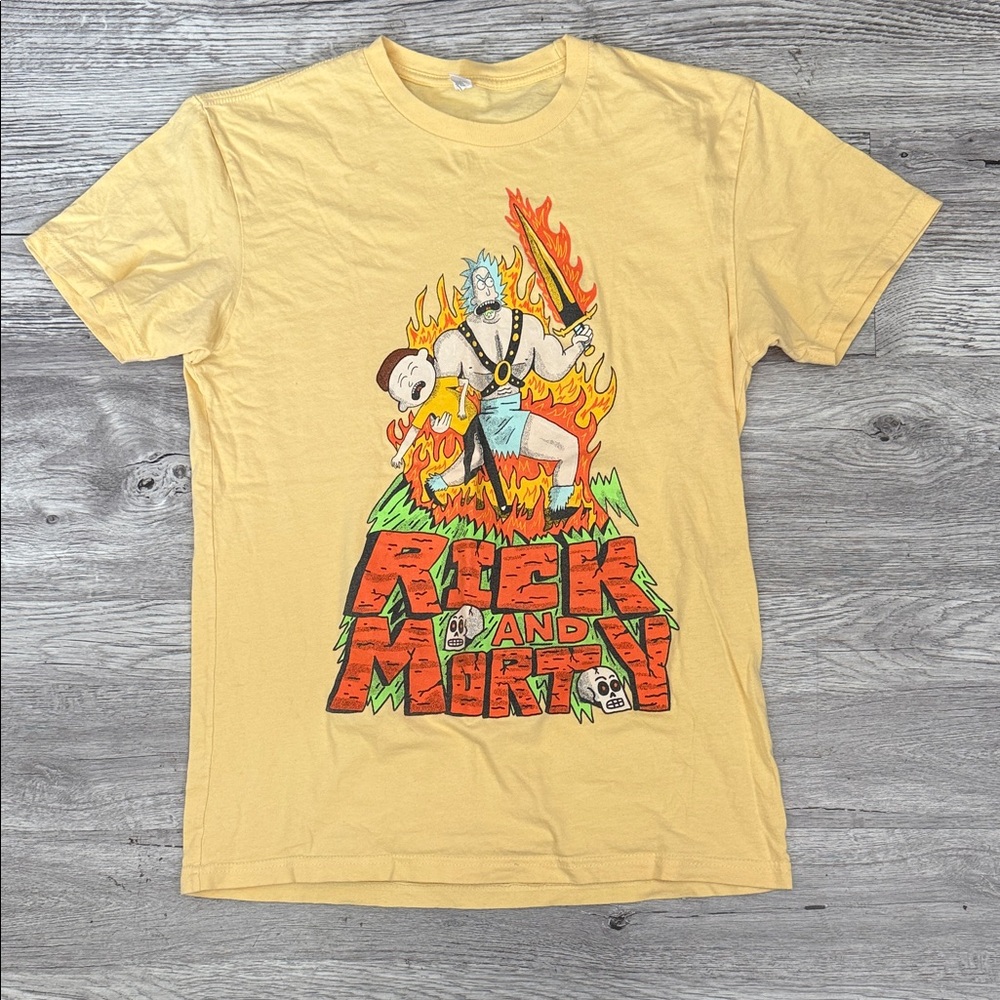 Next Level Apparel Yellow Rick and Morty Graphic Tee